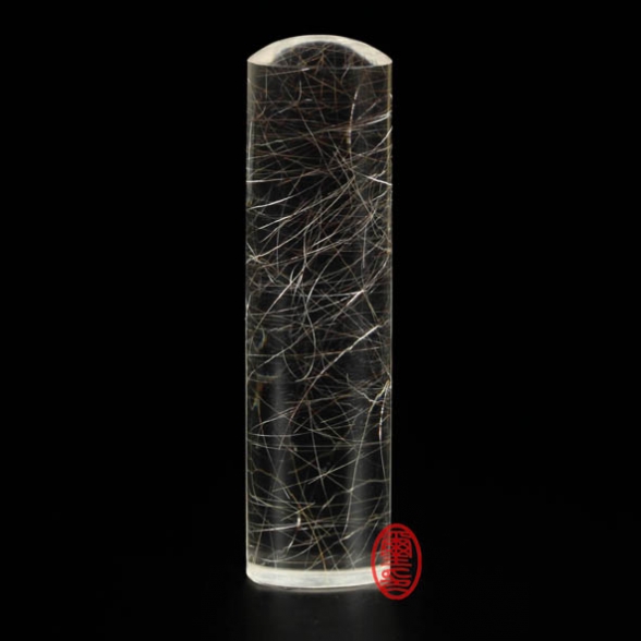 天然髮晶水晶印章-玄金絲韻